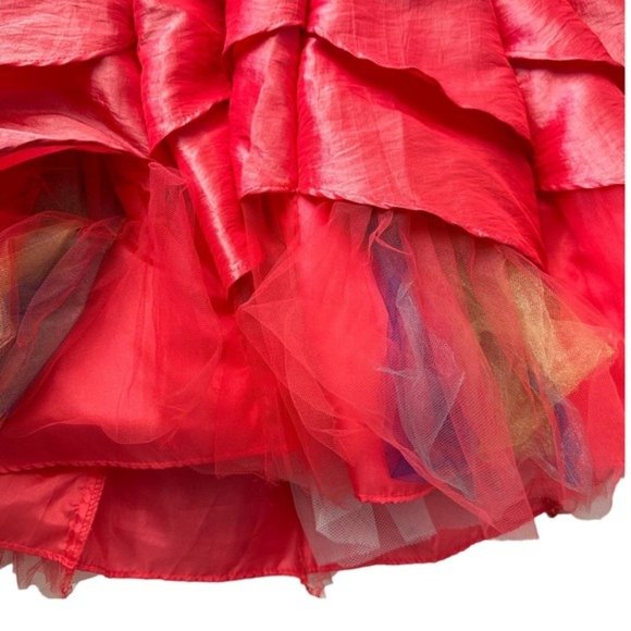 Vintage Y2K Stepping Out Pink Rainbow Tulle Poofy Strapless Prom Hoco Dress 9/10 - Picture 6 of 9